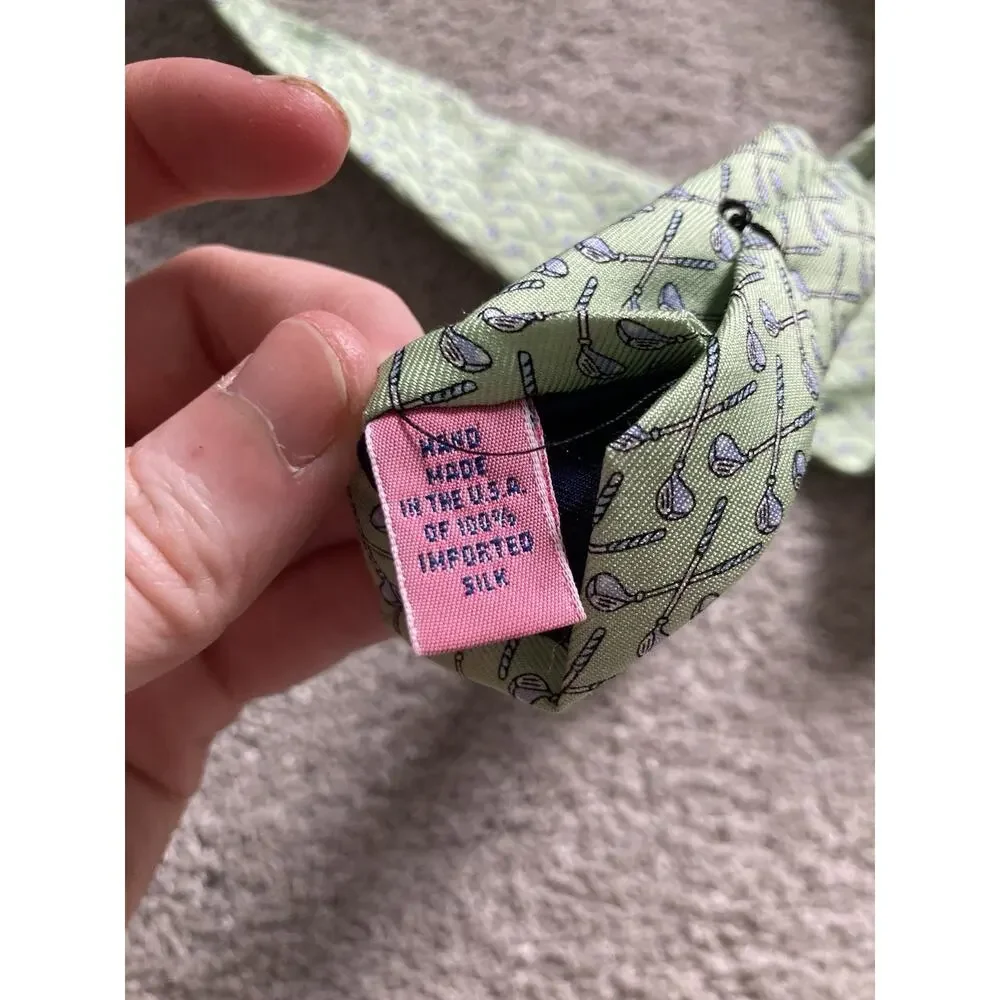 Vineyard Vines Green All Over Print Necktie Preppy Golf Club Country Club Youth